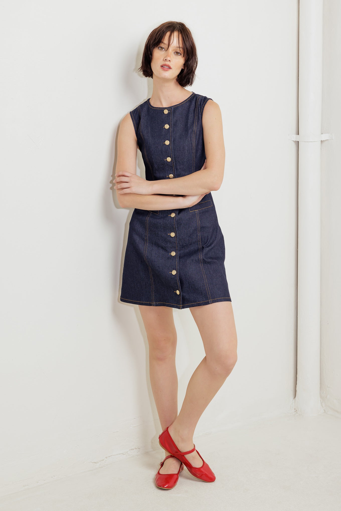 INDIGO AVENUE DENIM MINI DRESS