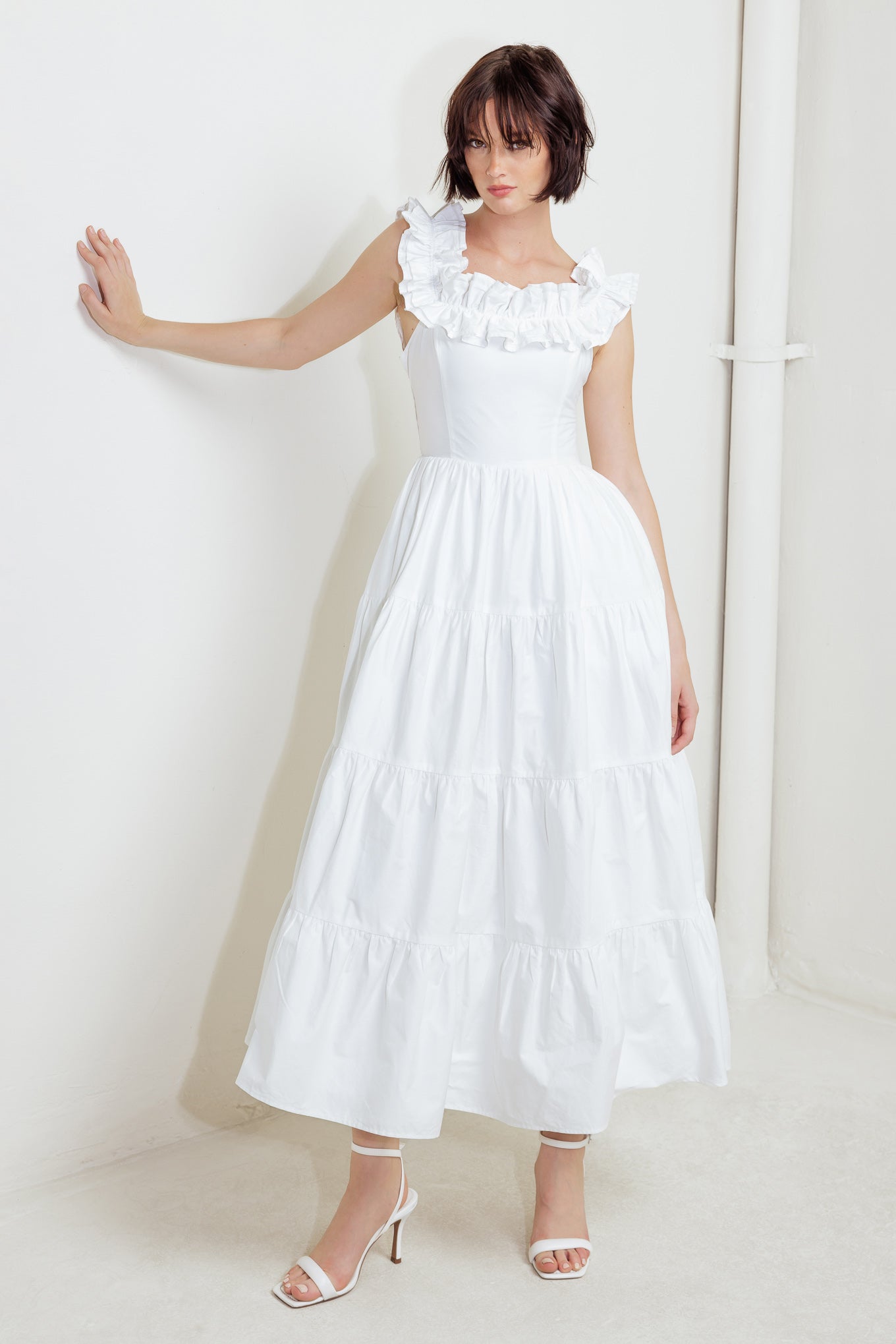 SWEETHEART TIERED ROMANCE WOVEN MIDI DRESS Flying Tomato