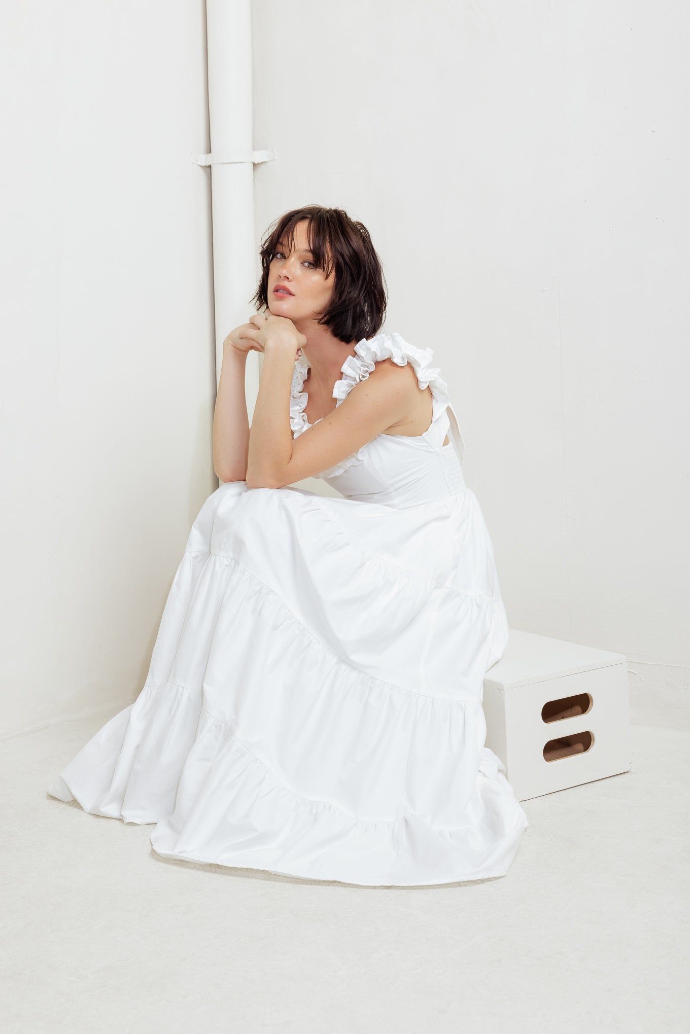 SWEETHEART TIERED ROMANCE WOVEN MIDI DRESS Flying Tomato