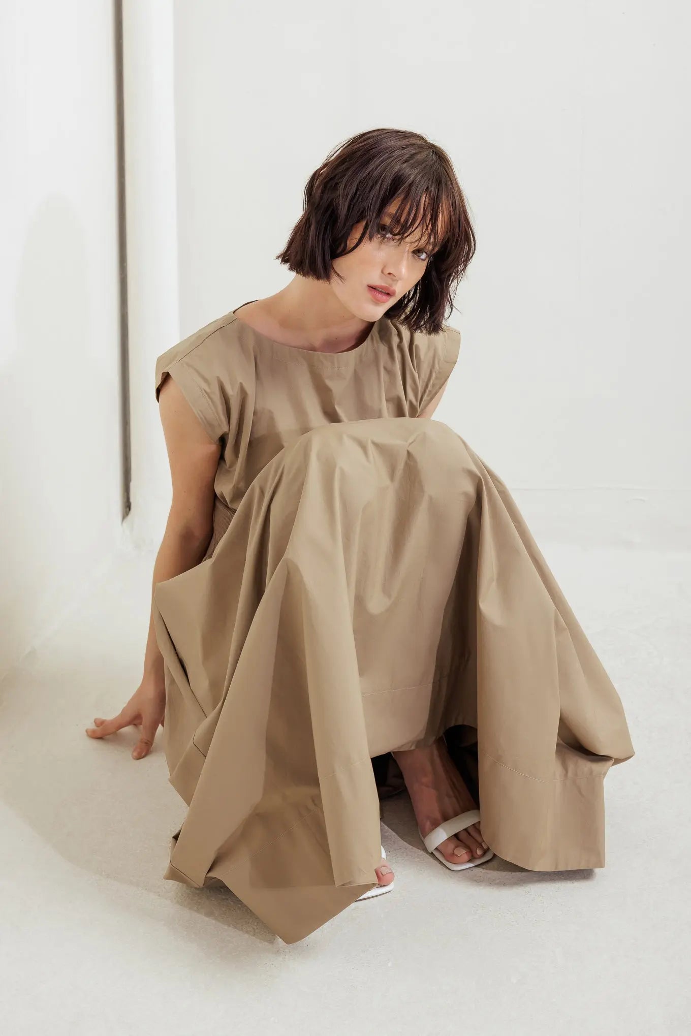 Dreamweaver Romantic Woven Midi Dress With Knit Midriff Back Zipper Flying Tomato