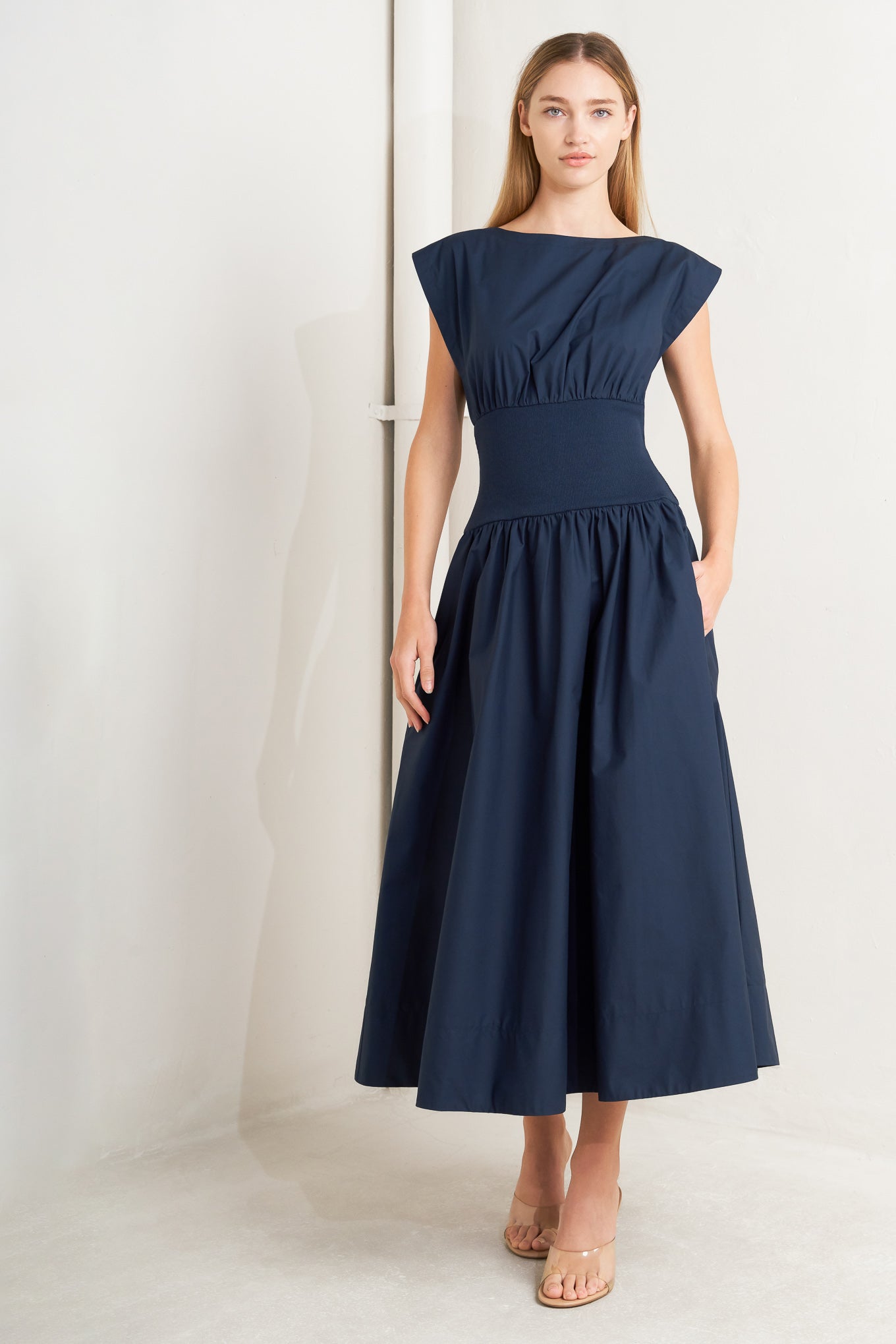 DREAMWEAVER ROMANTIC NAVY WOVEN MIDI DRESS - Love Salve