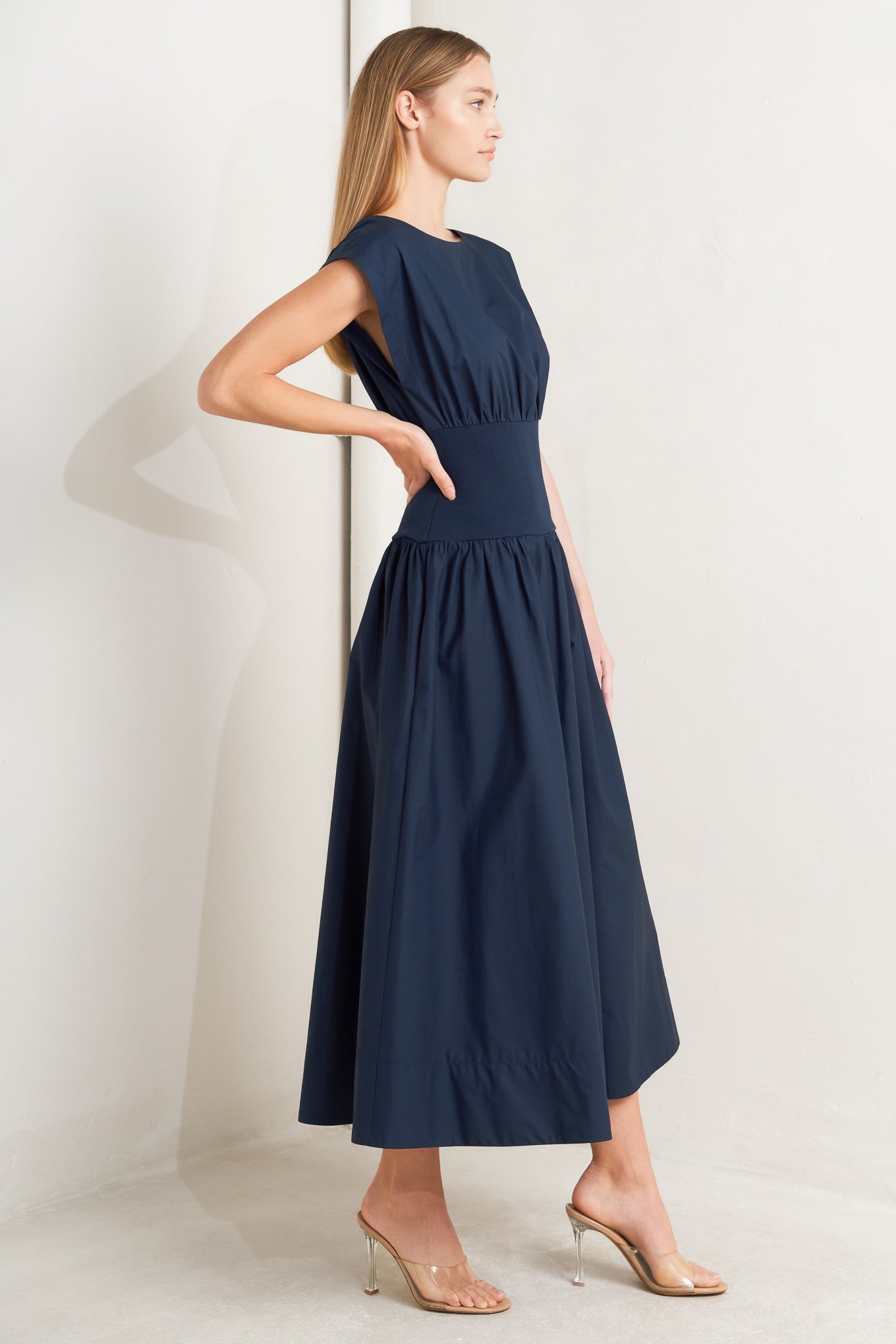DREAMWEAVER ROMANTIC NAVY WOVEN MIDI DRESS - Love Salve