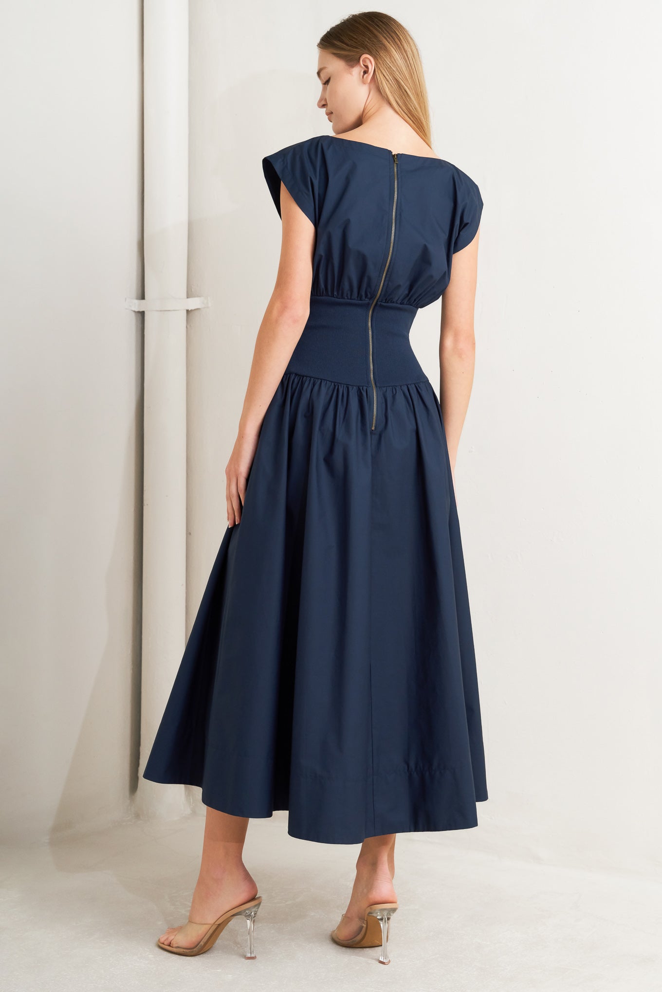 DREAMWEAVER ROMANTIC NAVY WOVEN MIDI DRESS - Love Salve