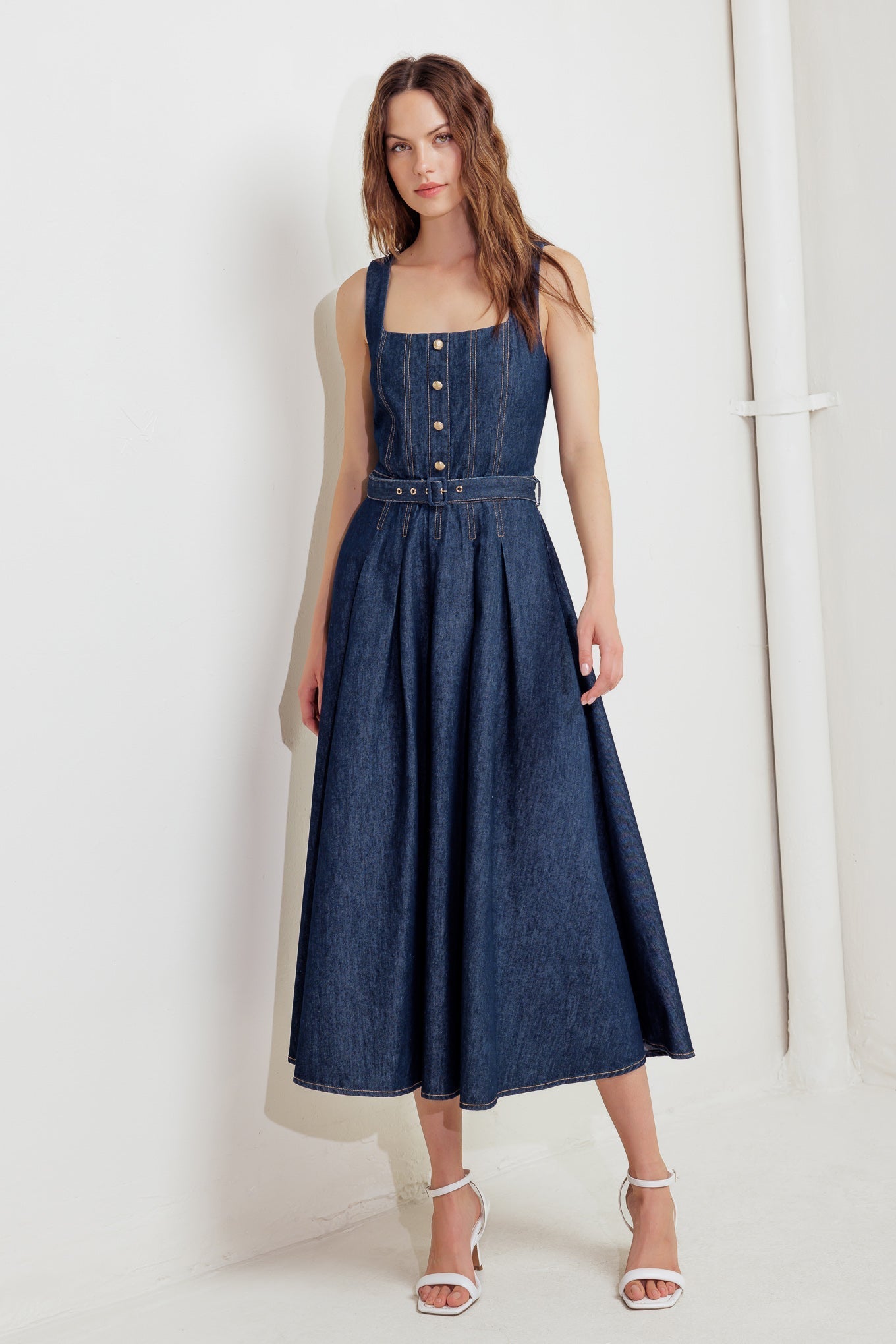 MOONLIGHT SERENADE DENIM MIDI DRESS Flying Tomato