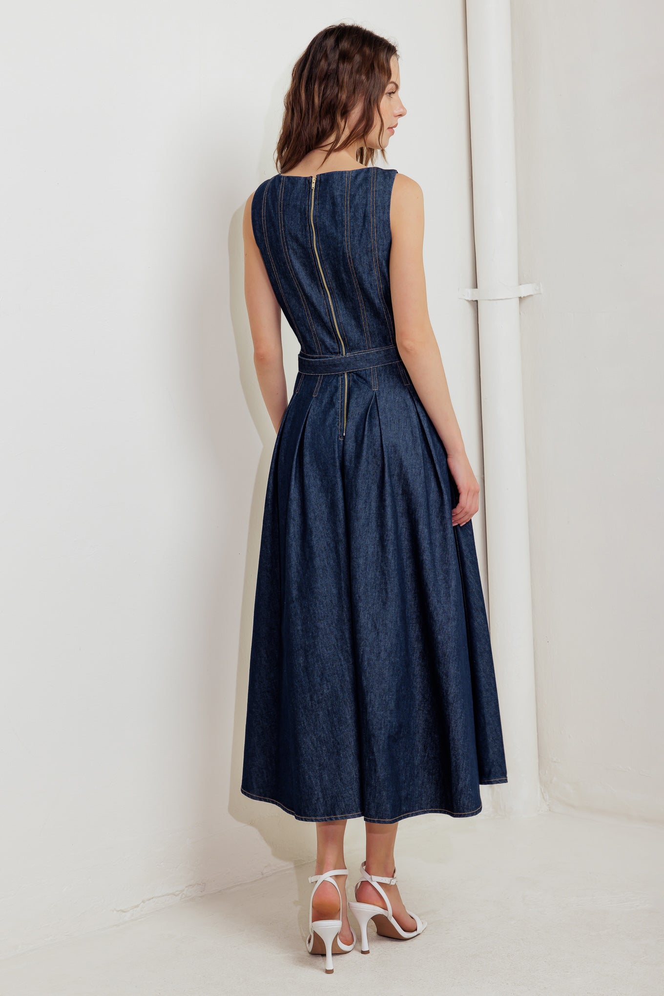 MOONLIGHT SERENADE DENIM MIDI DRESS Flying Tomato