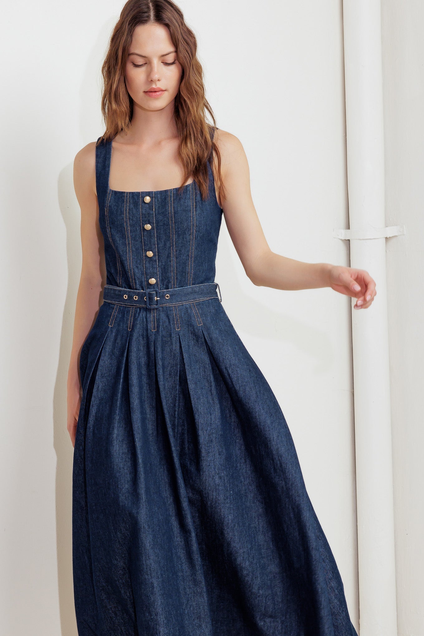 MOONLIGHT SERENADE DENIM MIDI DRESS Flying Tomato