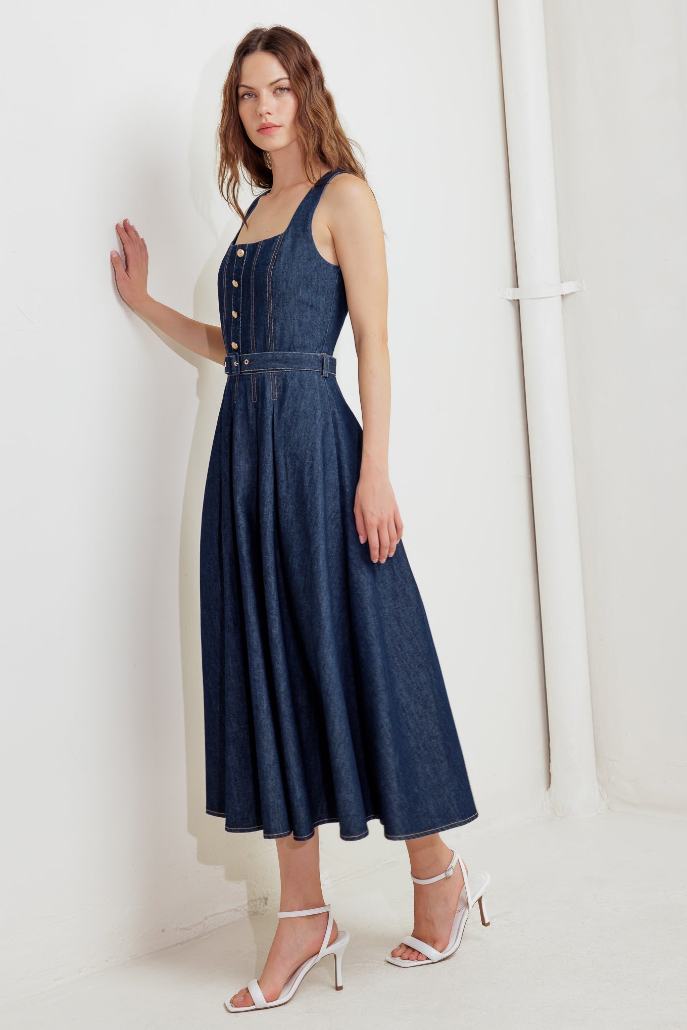 MOONLIGHT SERENADE DENIM MIDI DRESS Flying Tomato