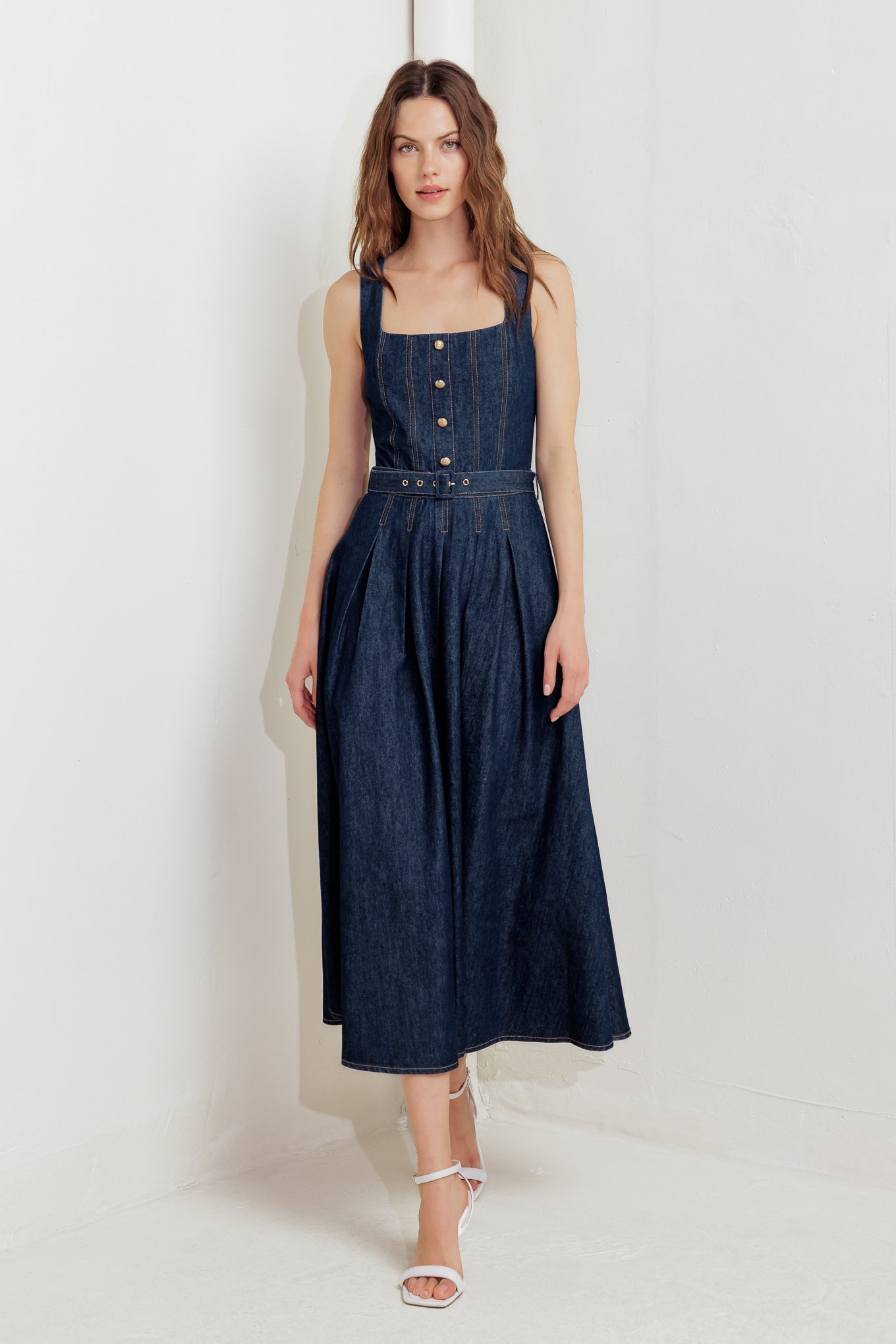 MOONLIGHT SERENADE DENIM MIDI DRESS Flying Tomato