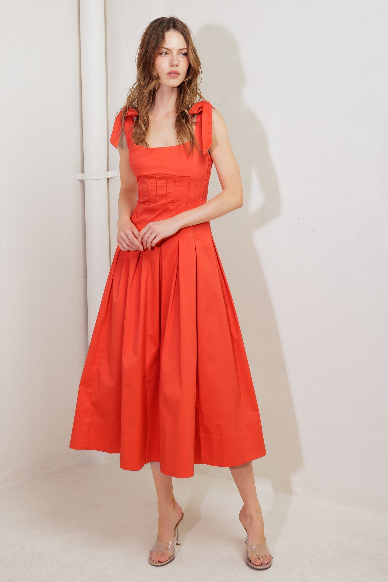 GENTLE SHADE WOVEN MIDI DRESS Flying Tomato