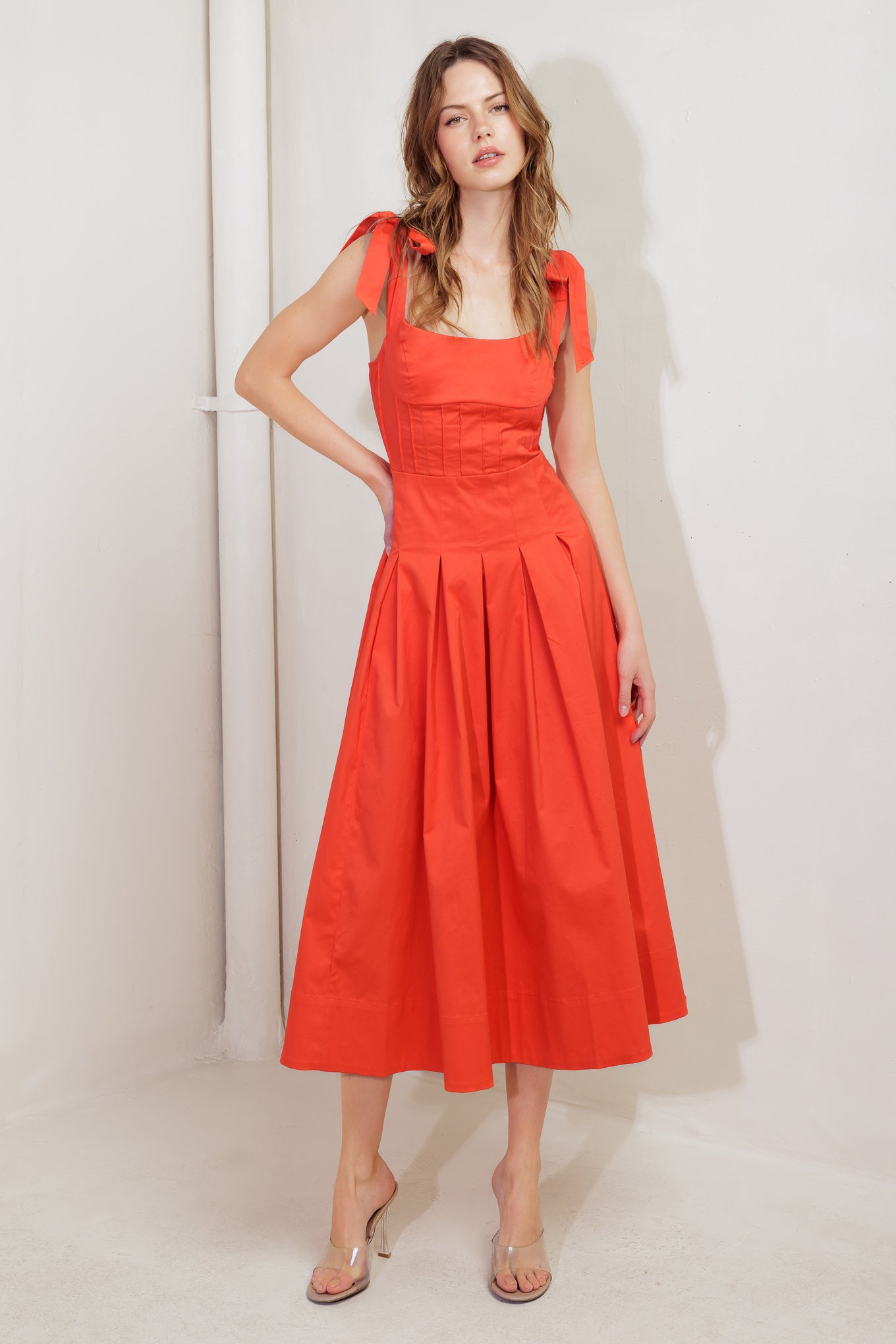 GENTLE SHADE WOVEN MIDI DRESS Flying Tomato