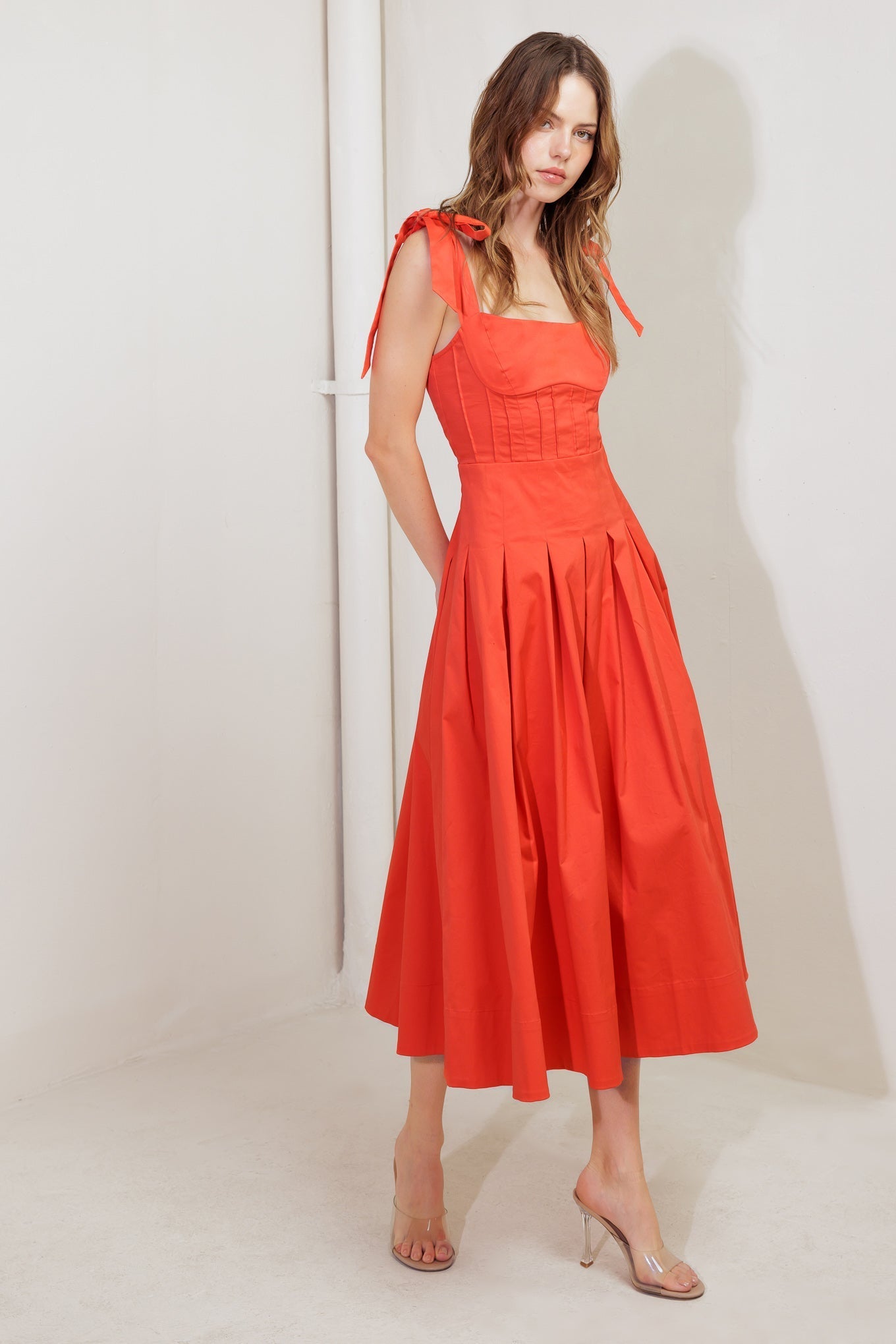 GENTLE SHADE WOVEN MIDI DRESS Flying Tomato
