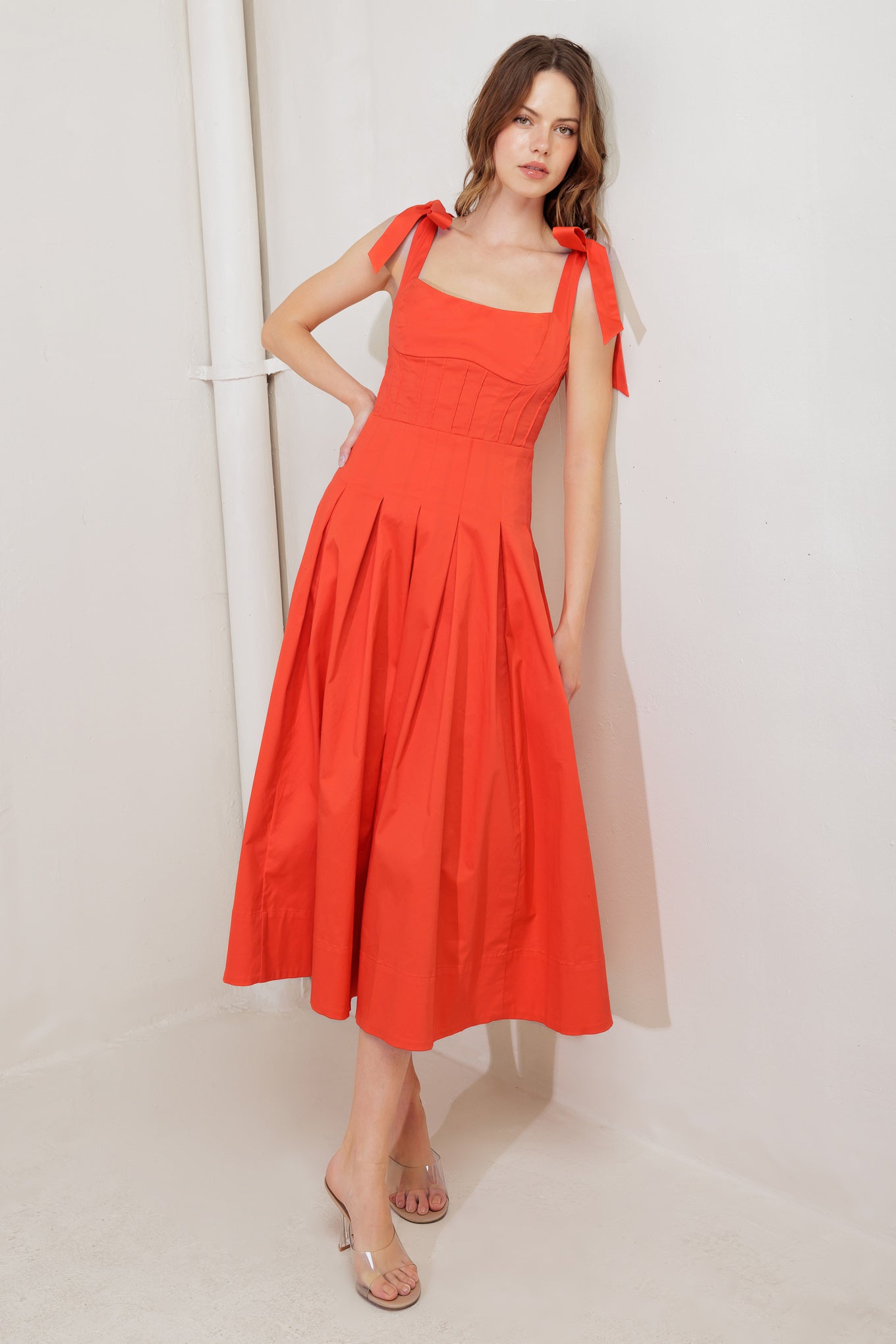 GENTLE SHADE WOVEN MIDI DRESS Flying Tomato