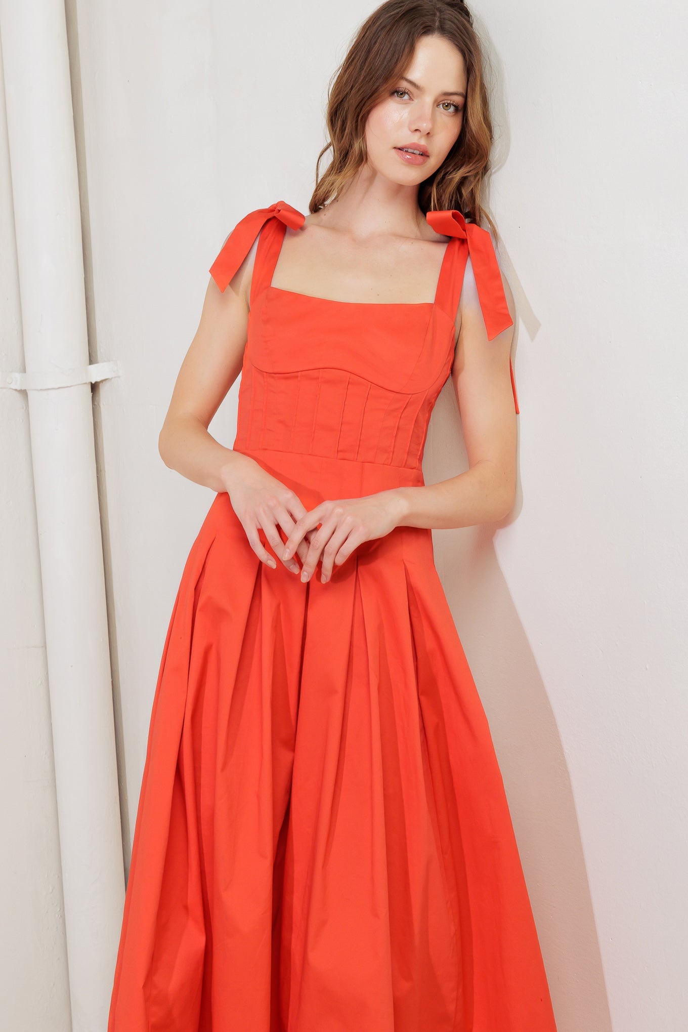 GENTLE SHADE WOVEN MIDI DRESS Flying Tomato