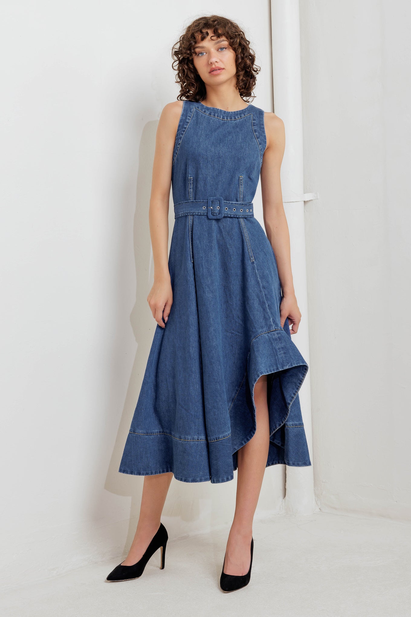 POET’S MUSE DENIM WOVEN MIDI DRESS Flying Tomato