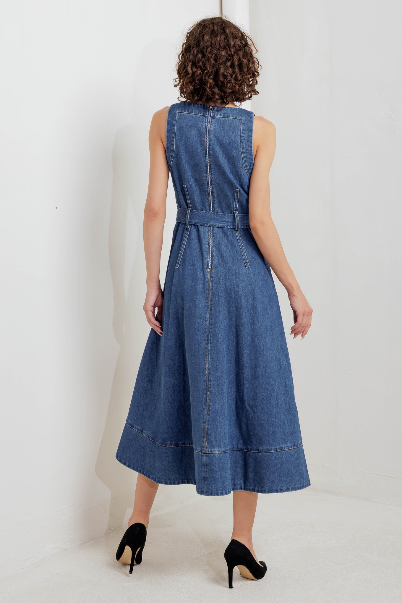 POET’S MUSE DENIM WOVEN MIDI DRESS Flying Tomato