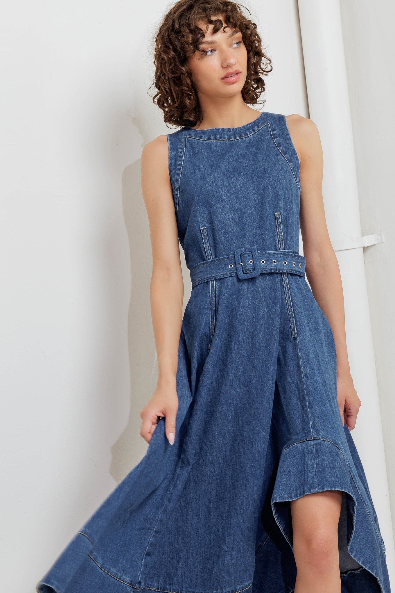 POET’S MUSE DENIM WOVEN MIDI DRESS Flying Tomato