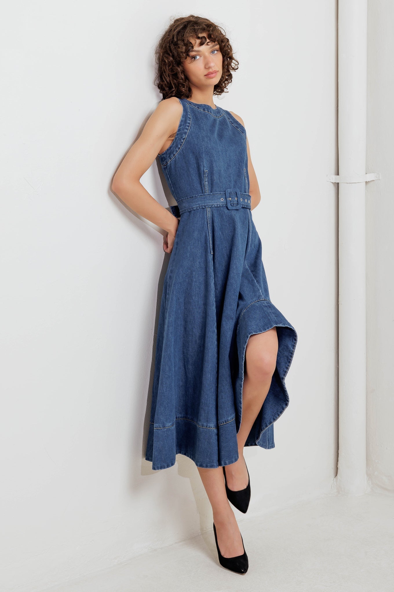 POET’S MUSE DENIM WOVEN MIDI DRESS Flying Tomato