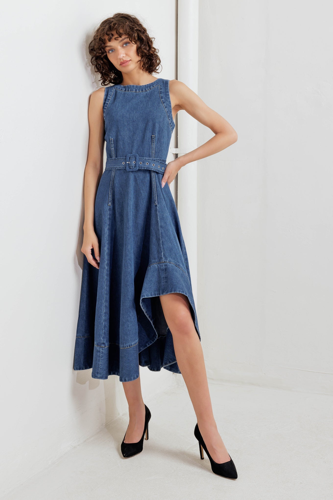 POET’S MUSE DENIM WOVEN MIDI DRESS Flying Tomato