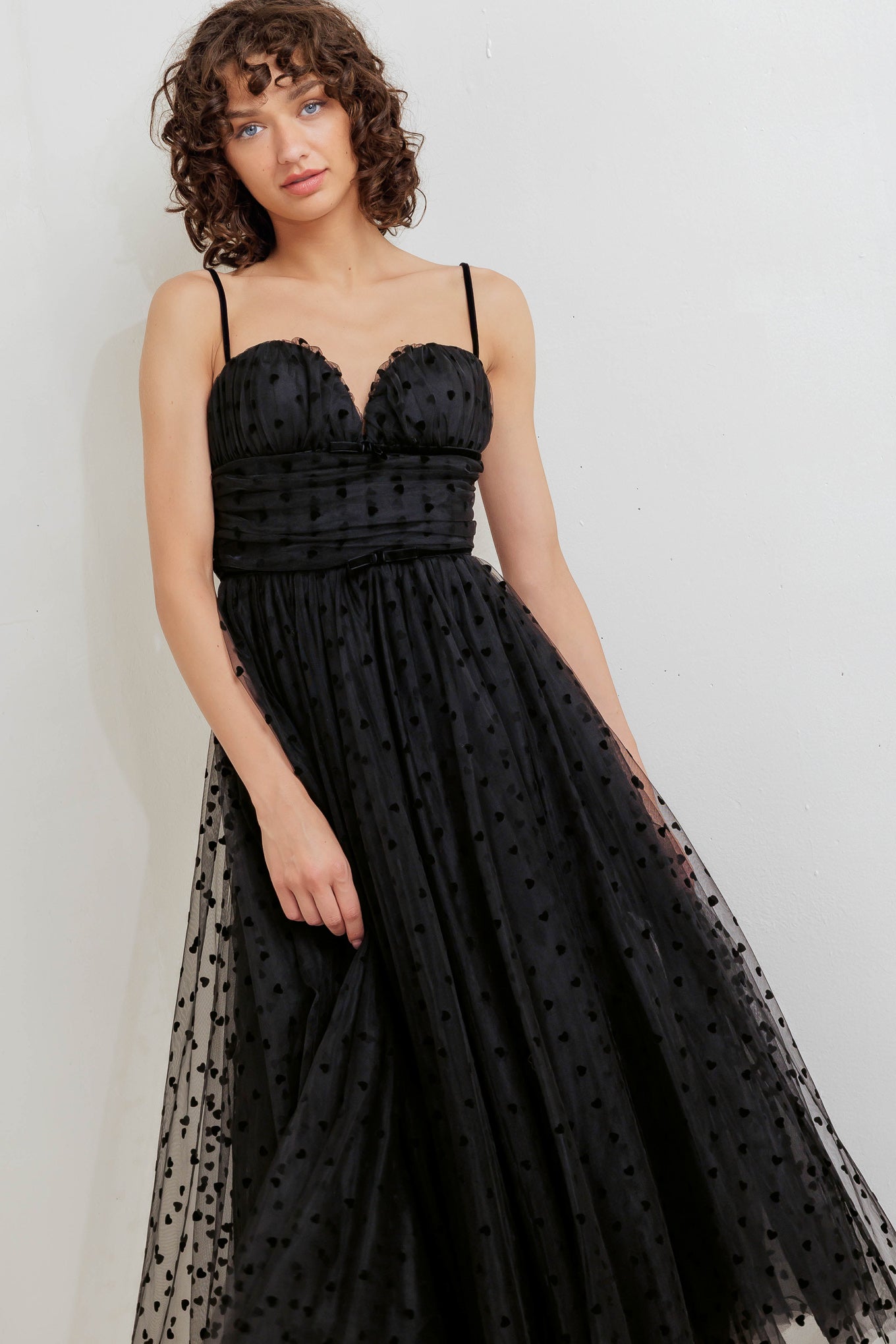 HEART DOT BALLET TULLE MIDI DRESS Flying Tomato
