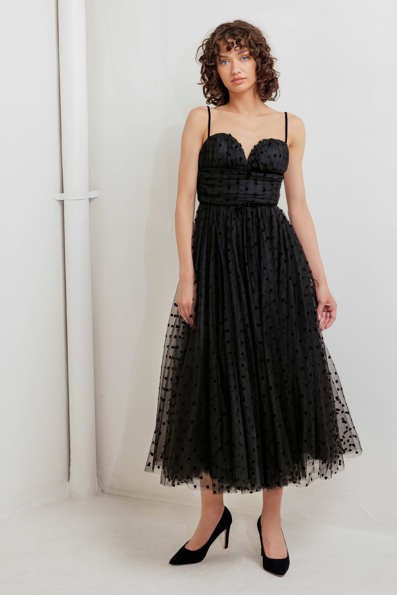 HEART DOT BALLET TULLE MIDI DRESS Flying Tomato
