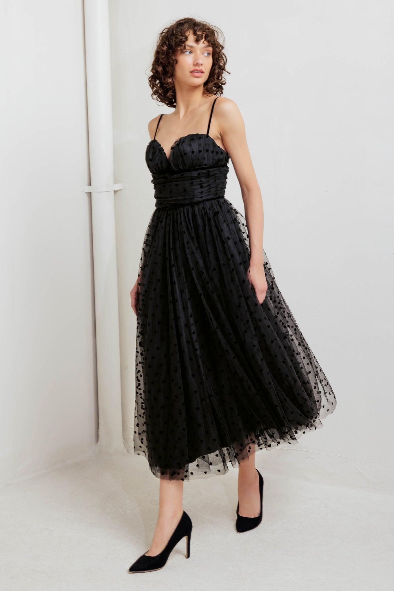 HEART DOT BALLET TULLE MIDI DRESS Flying Tomato