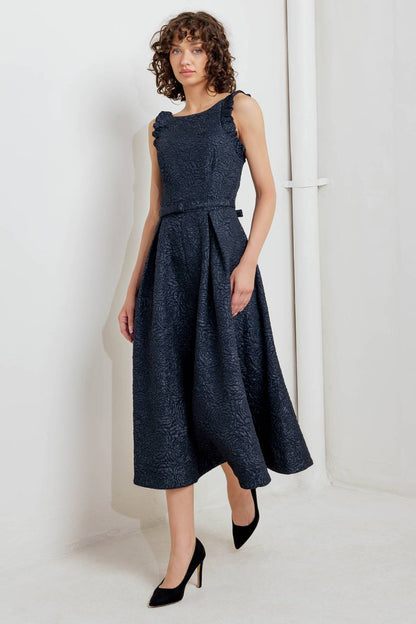 MOONLIGHT BLOOM WOVEN MIDI DRESS
