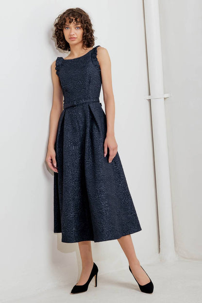 MOONLIGHT BLOOM WOVEN MIDI DRESS