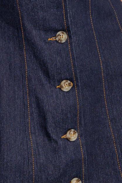 Indigo Tempo Denim Mini Dress With Button Front Closure