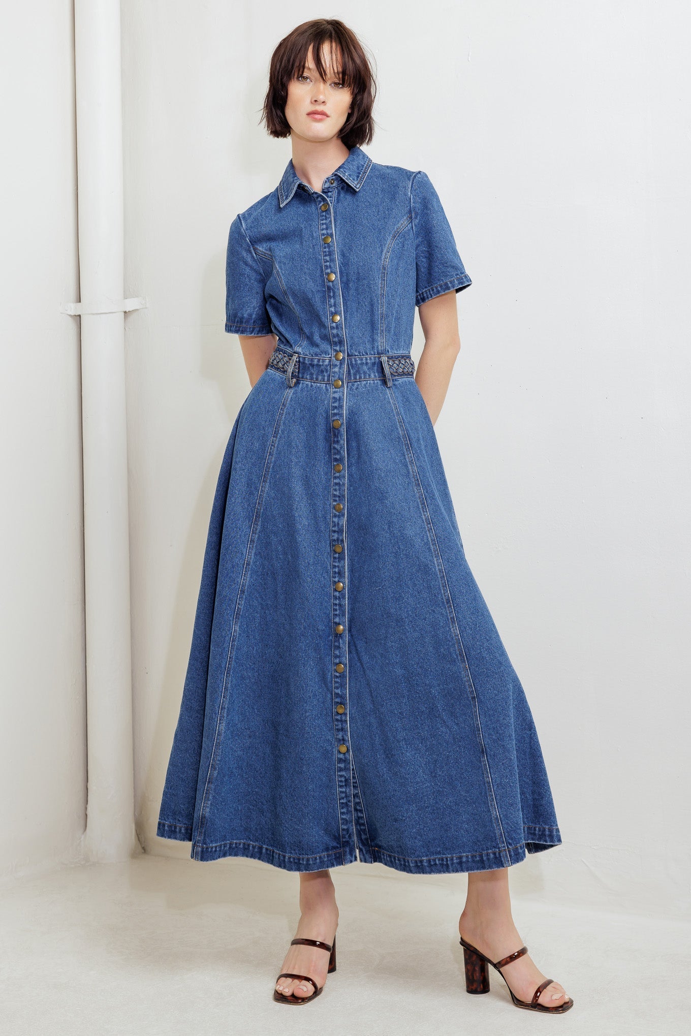 HIDDEN SMILE DENIM MIDI RESS Flying Tomato