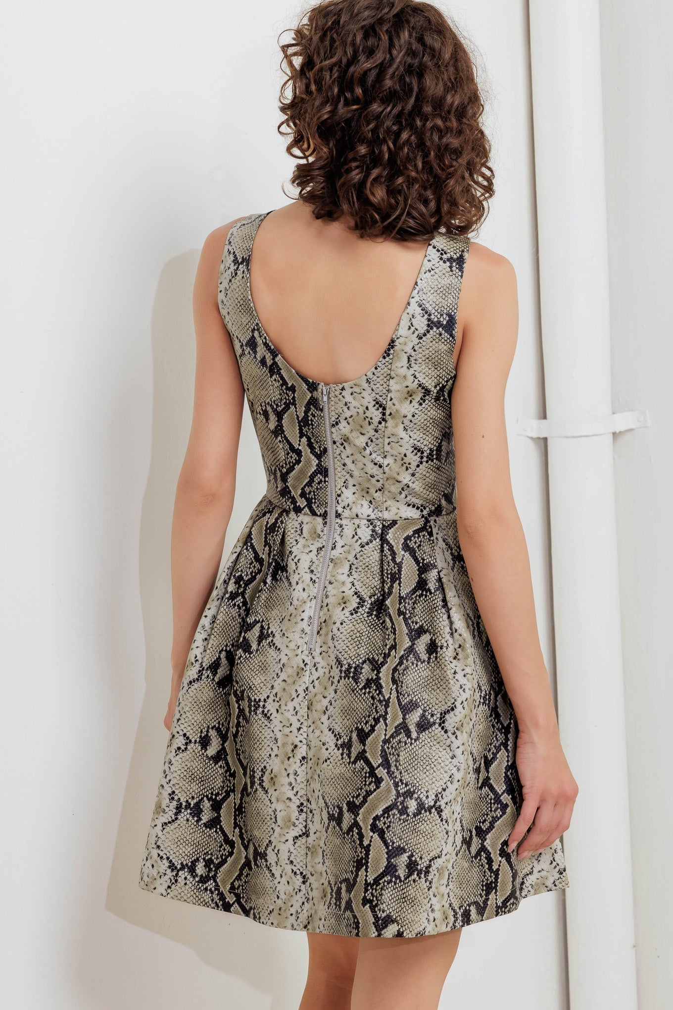 SNAKE GLAM FAUX LEATHER MINI DRESS Flying Tomato