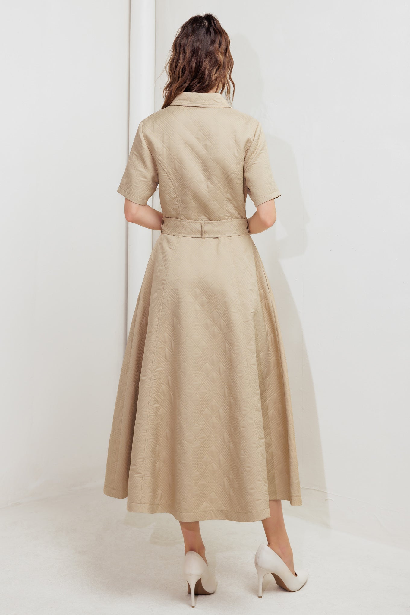 NEUTRAL CHIC WOVEN MIDI DRESS Flying Tomato