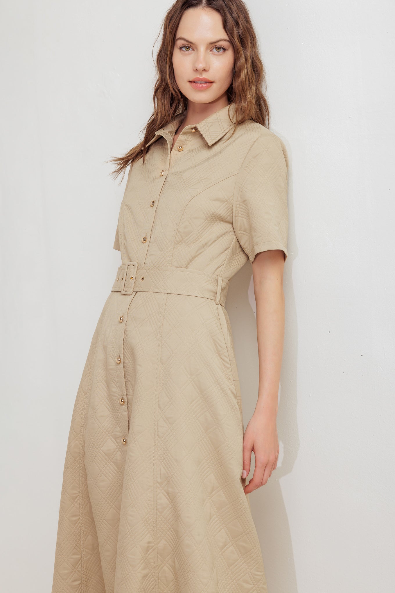 NEUTRAL CHIC WOVEN MIDI DRESS Flying Tomato