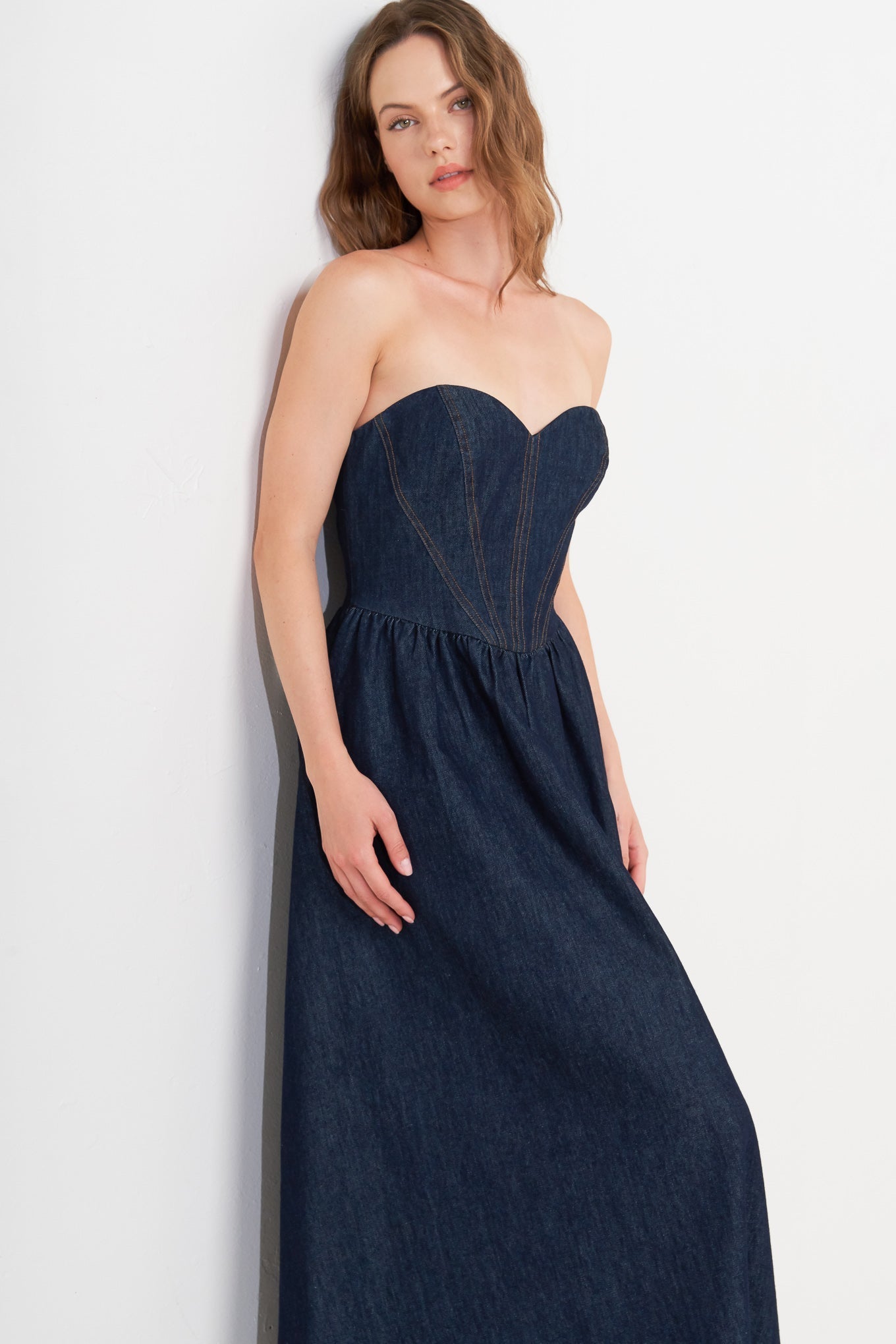 VINTAGE SIREN DENIM MIDI DRESS Flying Tomato