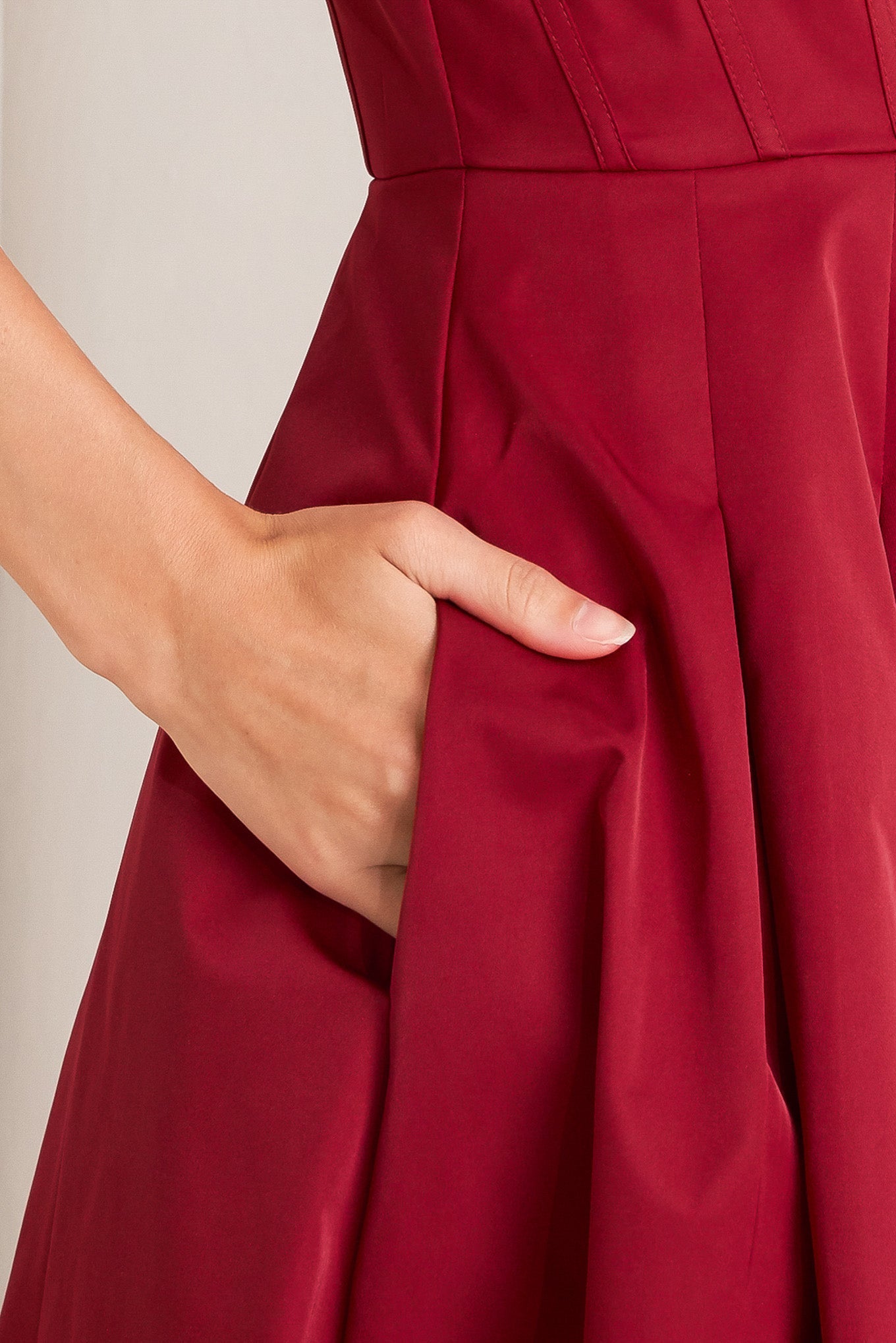 CRIMSON TWIRL WOVEN MIDI DRESS Flying Tomato