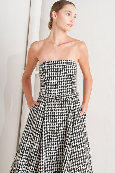 MONOCHROME BALLET WOVEN MIDI DRESS
