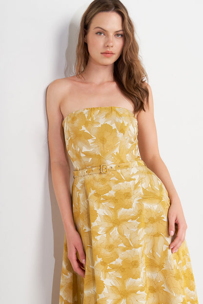 VERA BLOOM JACQUARD MIDI DRESS