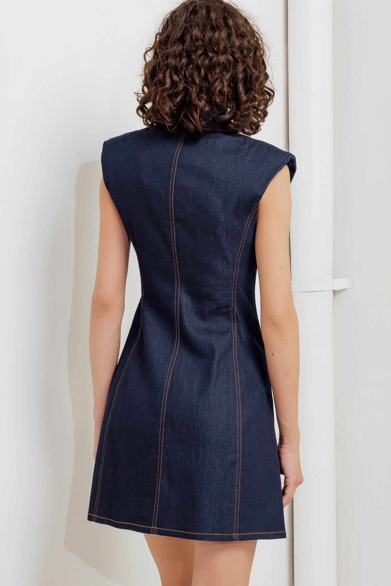 SLEEK CRAFT DENIM MINI DRESS Flying Tomato
