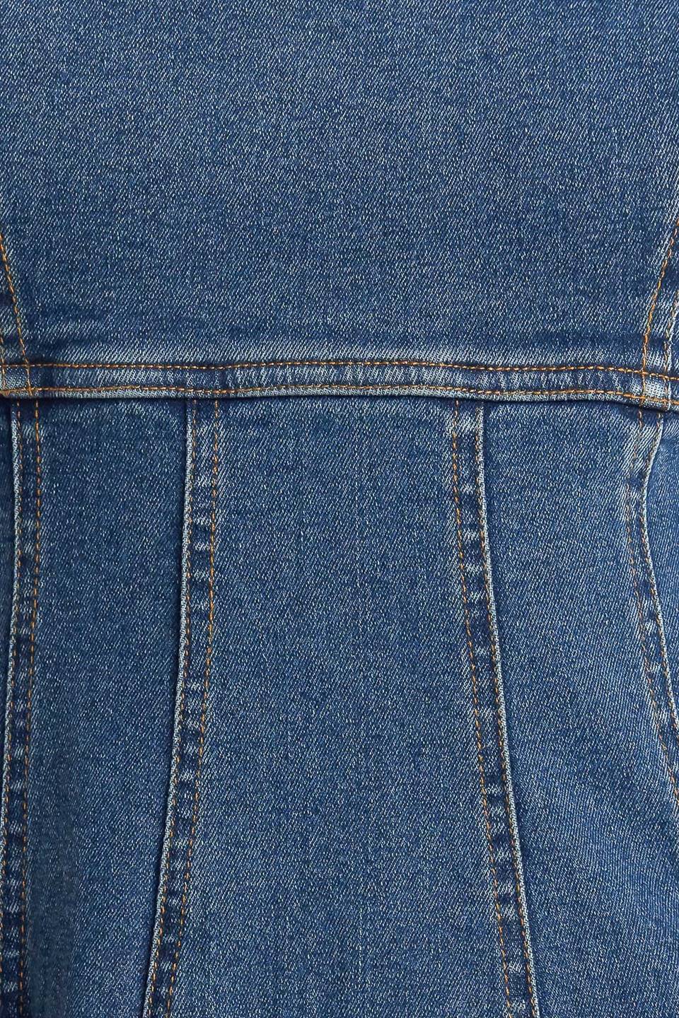 Just My Type Denim Midi Dress With U Neckline Circle Skirt Bow Shoulder Low Back Flying Tomato