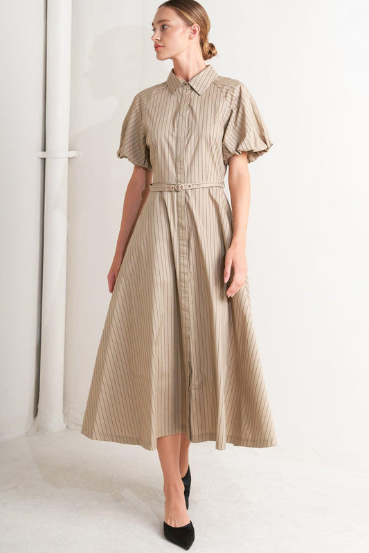 Flying Tomato Classic Neutral Woven Midi Dress, a versatile and elegant garment for refined style.