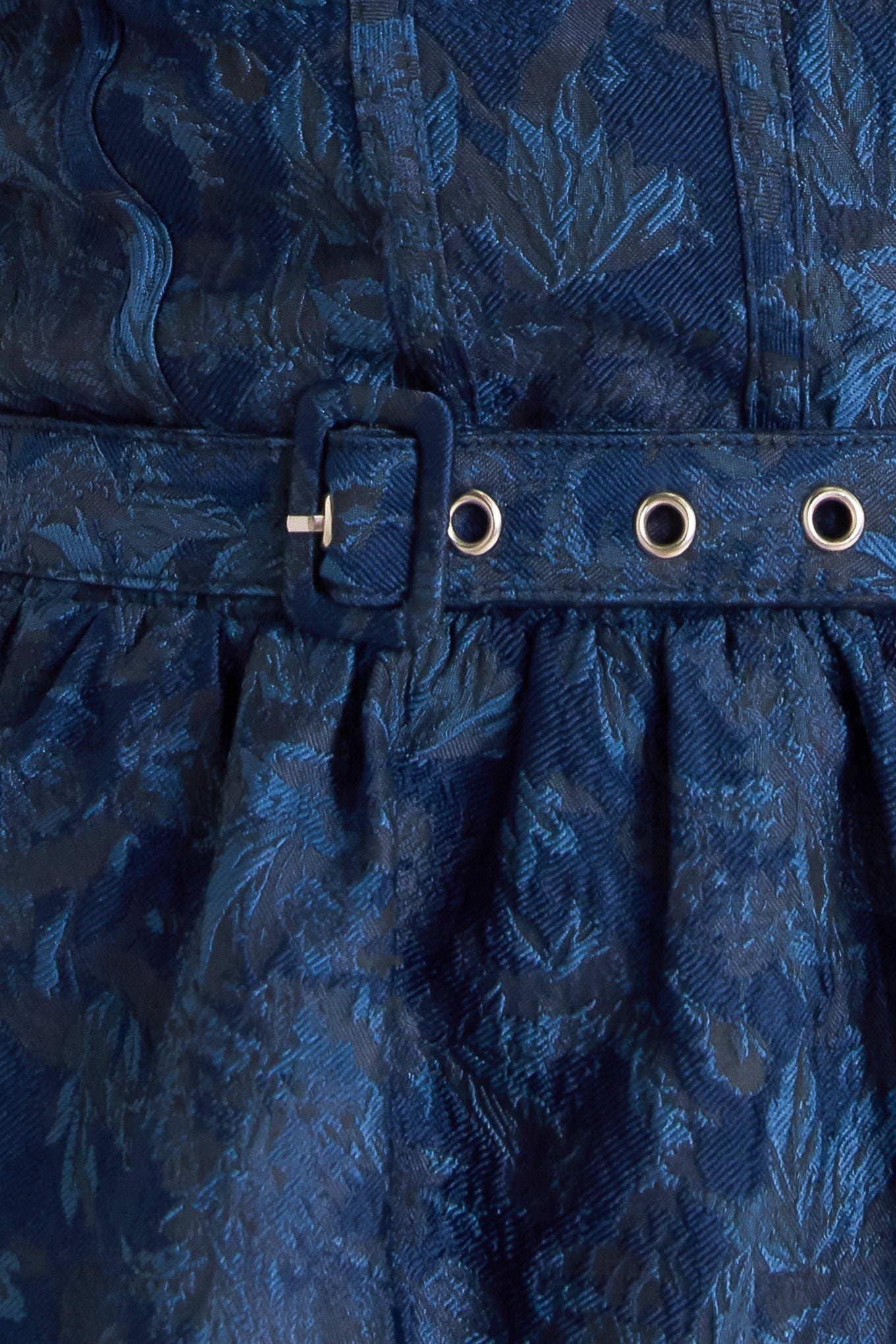 NAVY ROMANCE WOVEN JACQUARD MINI DRESS Flying Tomato