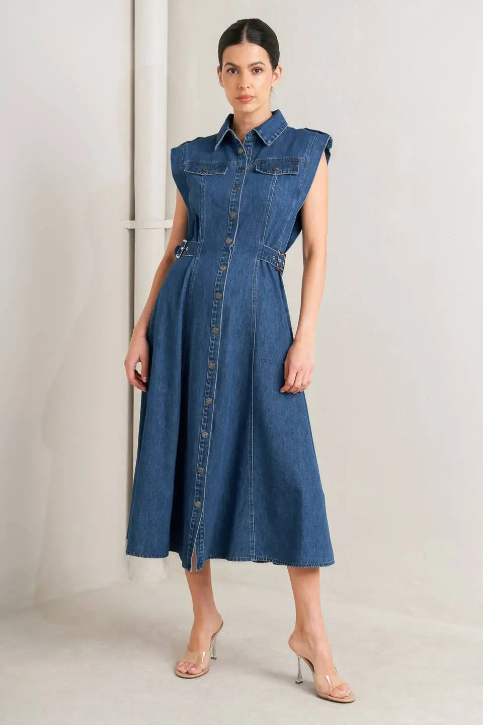 ICON VINTAGE DENIM MIDI DRESS Flying Tomato