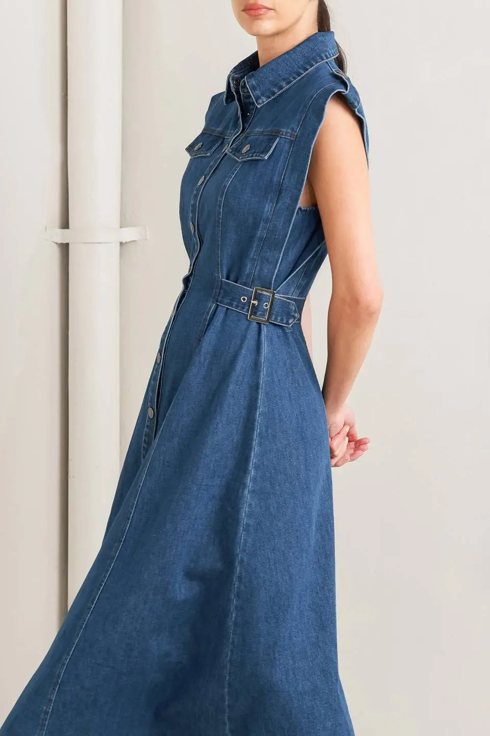 ICON VINTAGE DENIM MIDI DRESS Flying Tomato
