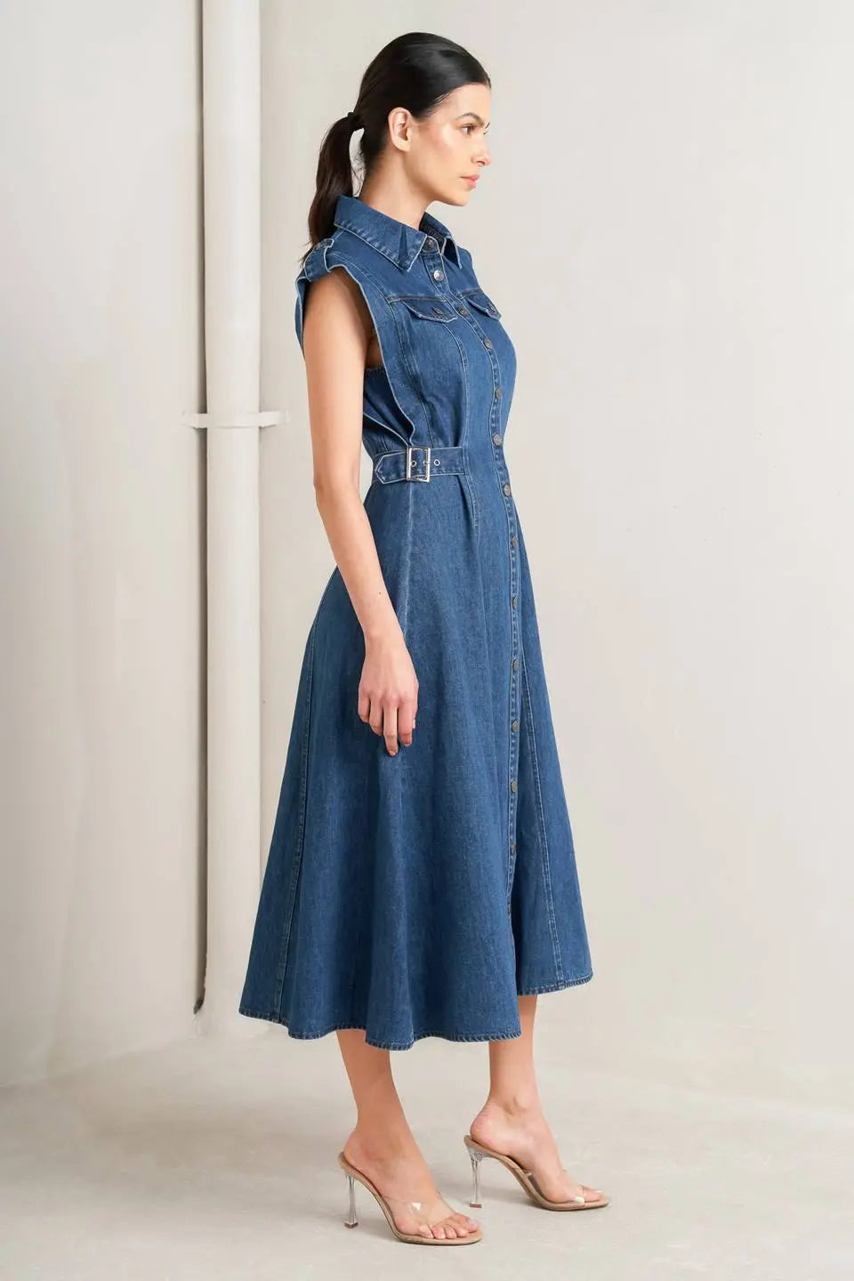 ICON VINTAGE DENIM MIDI DRESS Flying Tomato