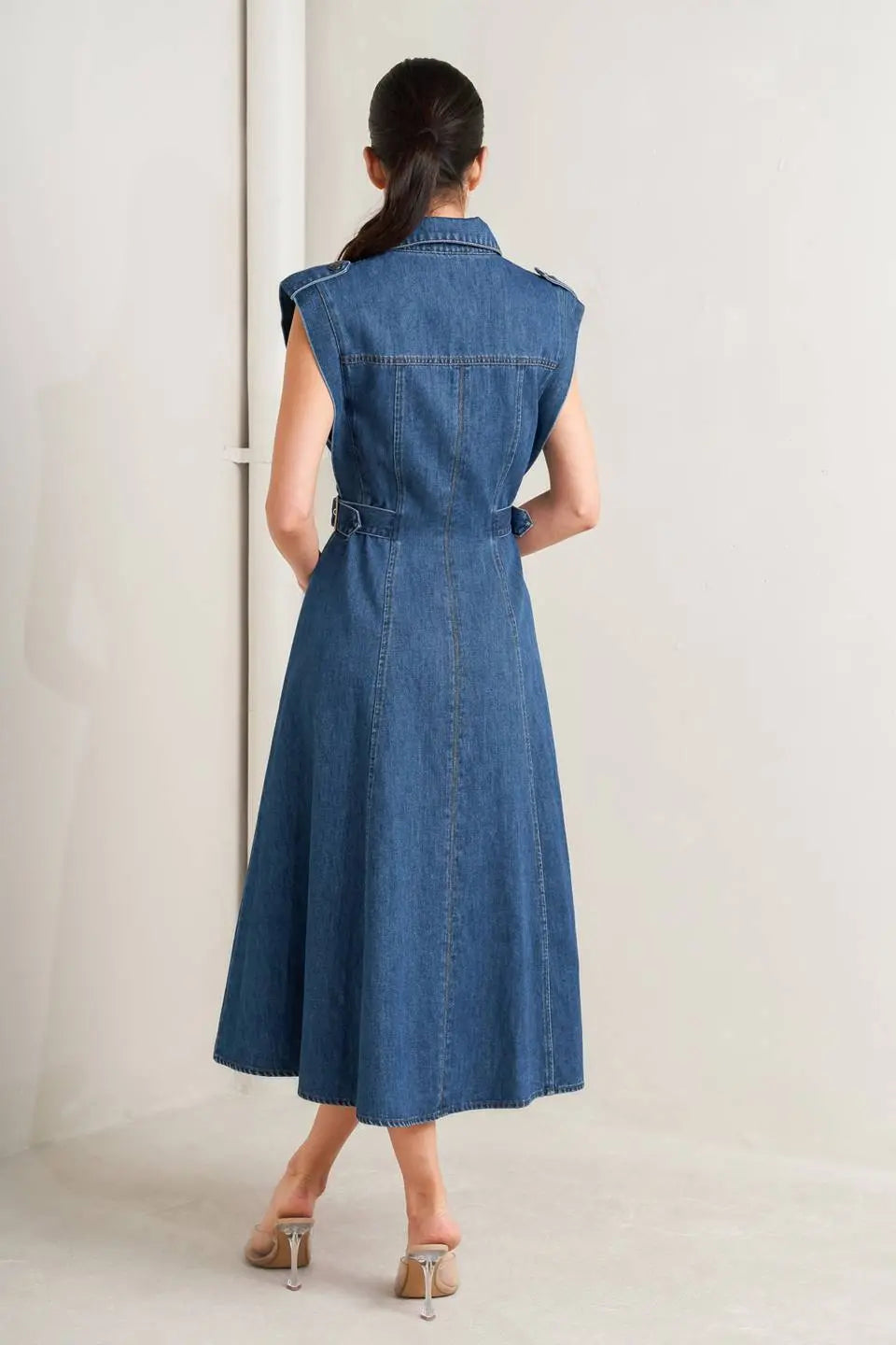 ICON VINTAGE DENIM MIDI DRESS Flying Tomato