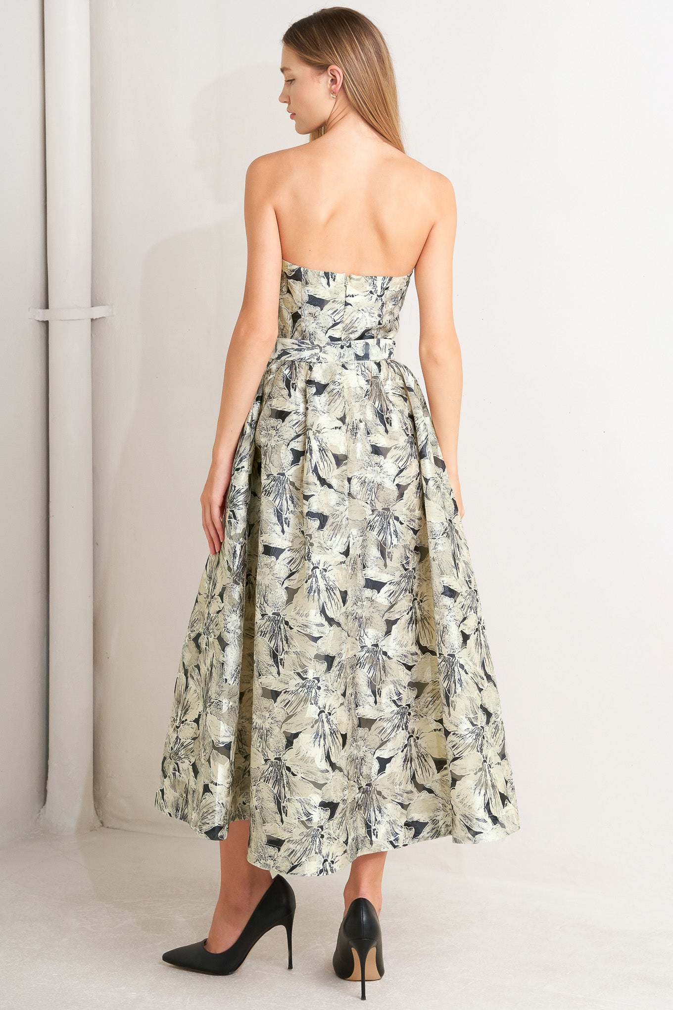 STONE LEAF WOVEN MIDI DRESS Flying Tomato