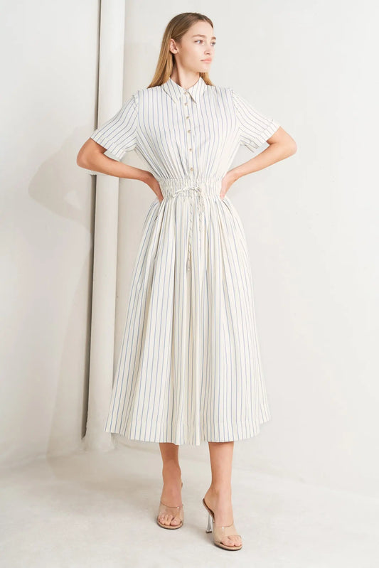 SUNDAY STRIPE WOVEN MIDI DRESS Flying Tomato