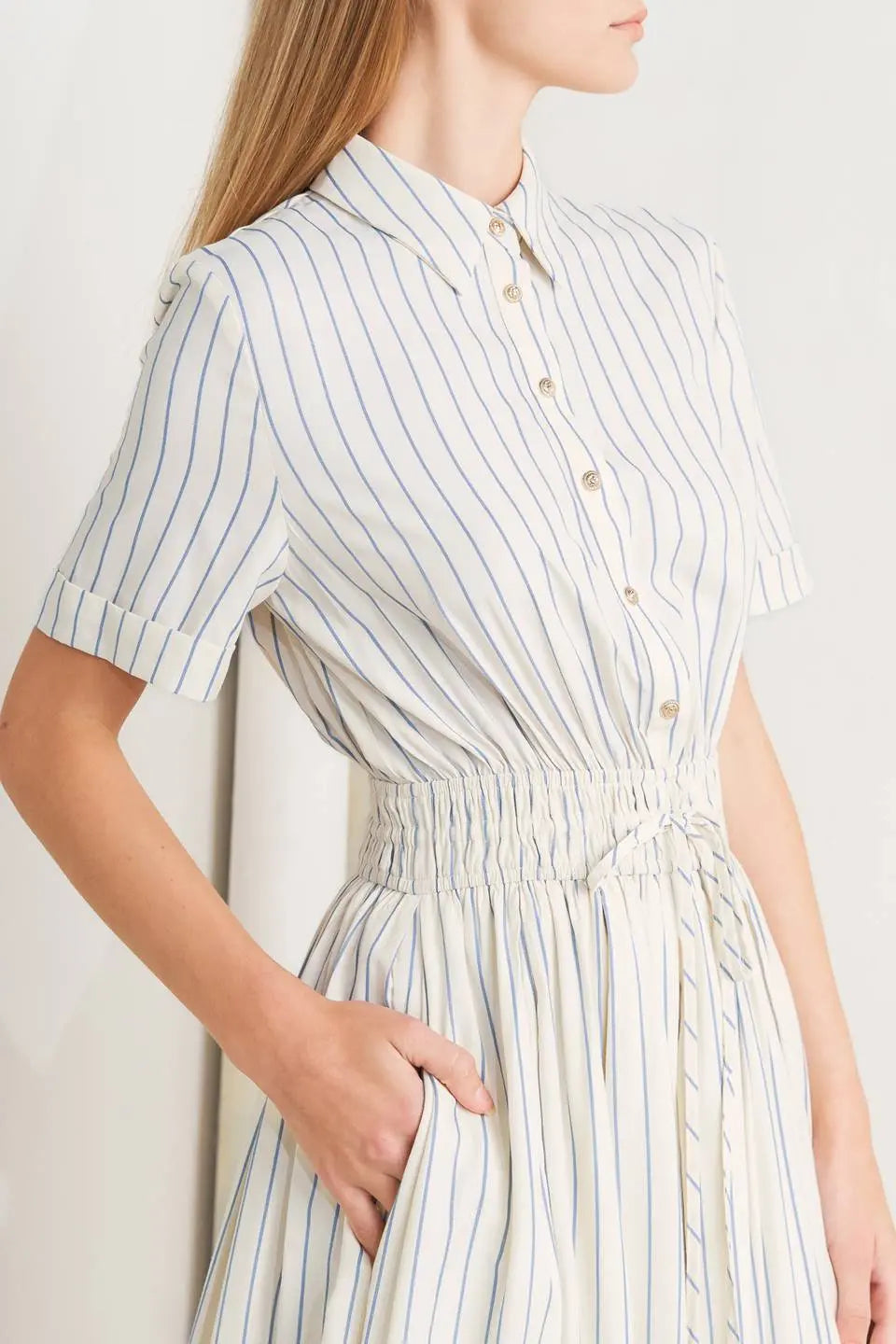SUNDAY STRIPE WOVEN MIDI DRESS Flying Tomato