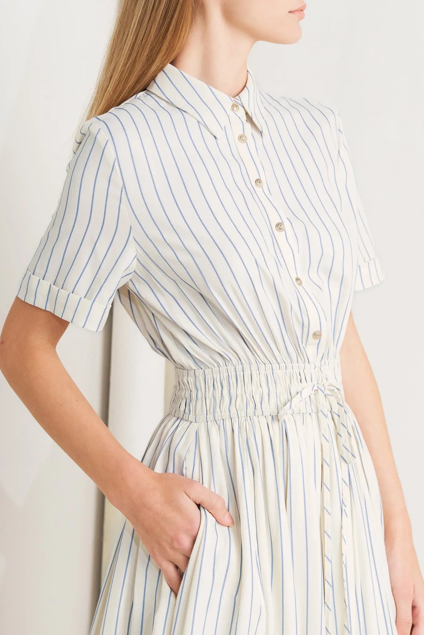 SUNDAY STRIPE WOVEN MIDI DRESS Flying Tomato