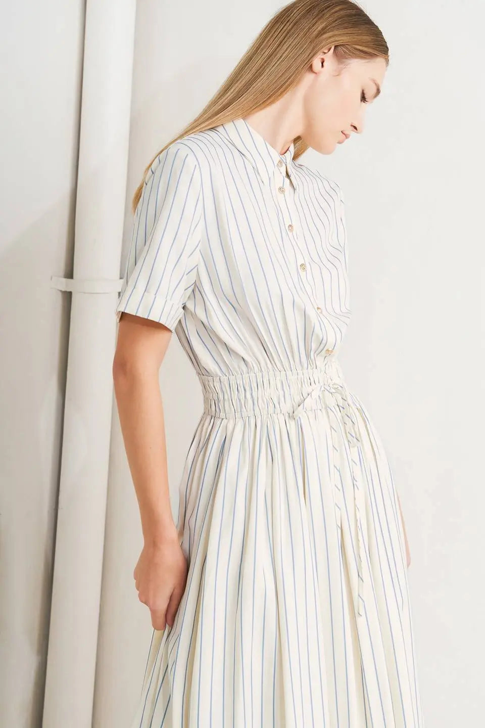 SUNDAY STRIPE WOVEN MIDI DRESS Flying Tomato