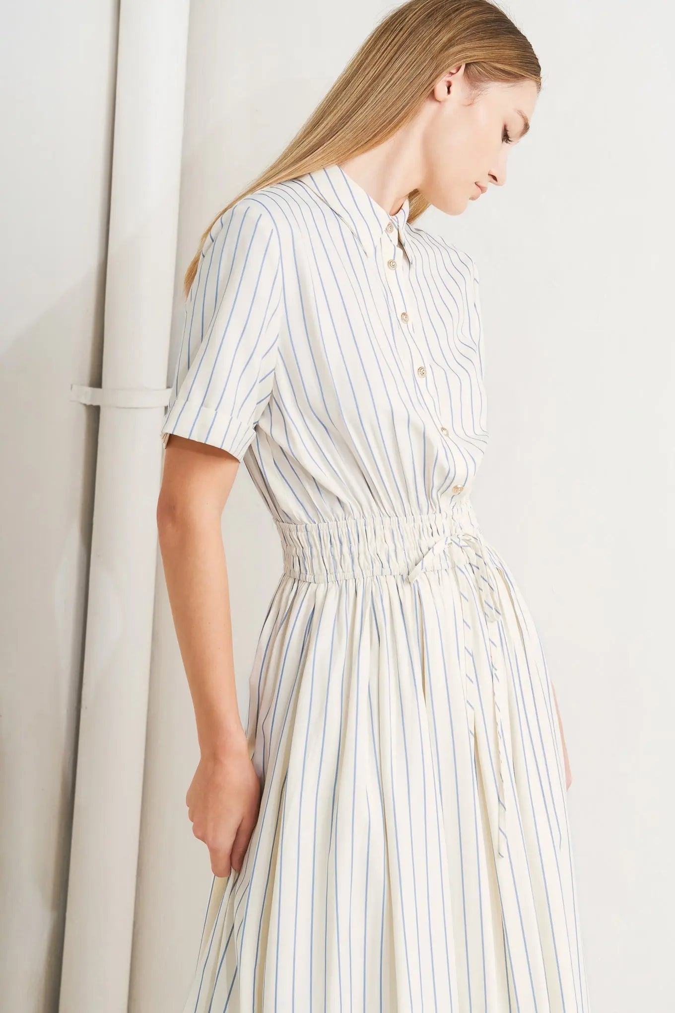 SUNDAY STRIPE WOVEN MIDI DRESS Flying Tomato